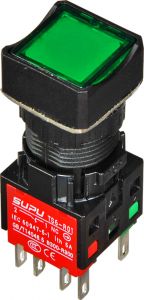 Кнопка квадратная с возвратом зеленая TS6510-0BM20-R11